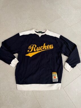 Rucker Navy Crewneck Sweatshirt with Yellow Script
